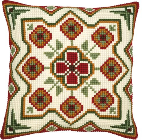 VERVACO Kit Cuscino Punto Croce Geometrico Set Ricamo Principianti Cuscini Gobelin Decorativi ca. 40 x 40 cm Accessori per Lavoretti Creativi DIY Casa Decor Hobby Adulti Cross Stitch