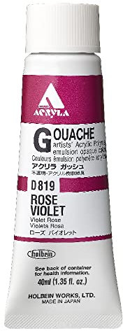 Holbein Acrylic Gouache Artists Acrylic Polymer Emulsion, 40ml Rose Violet (D819A)