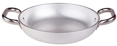 Pentole Agnelli Linea Alluminio 5 mm Tegame Radiante con Due Maniglie Inox, Argento, 24 cm