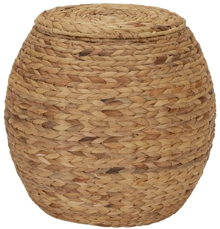 Household Essentials Ml-4105 Barrel Storage Tub W-Lid | Water Hyacinth, Natural
