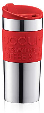 Bodum Travel Mug, Stainless Steel, Red, 1 Count (Pack of 1)