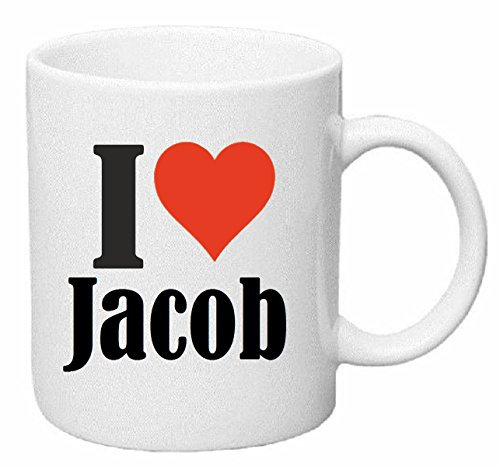 Kaffeetasse I Love Jacob Keramik Höhe 9,5cm ? 8cm in Weiß