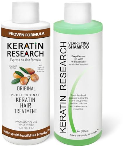 Keratin-Haarsystem, brasilianische Keratin-Haar-Heißluft-Behandlung, professionelle Resultate für glattes und geschmeidiges Haar (Shampoo 120 ml + Kur 120 ml) Formaldehydfrei