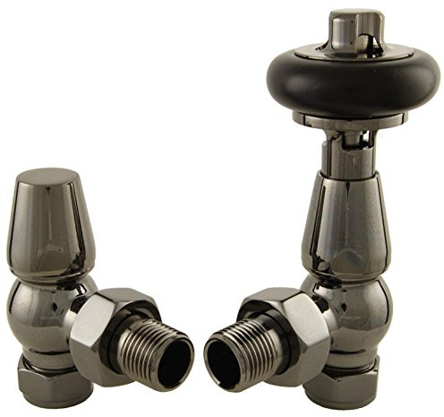 SMR Bathrooms FAR-AG-BL Farringdon Traditional Thermostatic Radiator Valve-Black Nickel (Angled TRV)