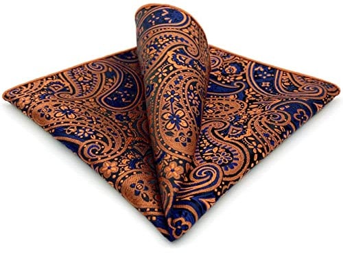 Shlax&Wing Herren Hochzeit Seide Einstecktuch Orange Paisley