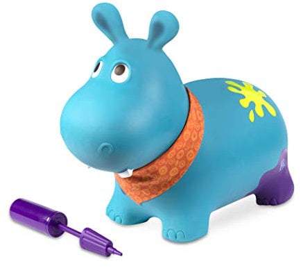 B. toys Hüpftier Hippo mit Handpumpe – 42cm Aufblasbarer Blauer Hüpfball in Tierform für Kinder ab 18 Monaten (3 Teile)