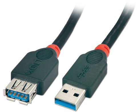 LINDY 3m USB 3.0 Extension Cable - Type A Male to A Female, Black