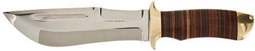 Linder 440C RAZORBACK, Klinge 18 cm, Ledergriff, Lederscheide, Bowiemesser