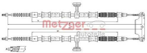 Seilzug Feststellbremse hinten Scheibenbremse METZGER passend für OPEL SIGNUM CC