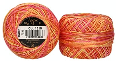 ANCHOR Pearl Yarn Multicolor, Thickness: 8, Packaging: 10G, Running Length: 82M 1315 Embroidery Threads
