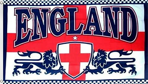 normani Fahne mit Zwei Metallösen zur Befestigung - Größe 90 x 150 cm Farbe England mit Wappen