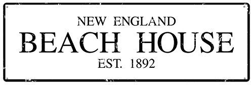 Interluxe Metallschild Schild Shabby Retro Blechschild BEACH HOUSE New England Stil Strandhaus Dekoschild
