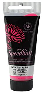 Speedball Inchiostro solubile in acqua da 37 ml, colore rosa acceso, stampa a blocchi, stampa Lino, serigrafia, kit per artisti