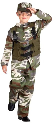 Boland - Kinderkostüm Soldat, Soldaten Kostüm für Mädchen und Jungs, Militär Kostüm, Camouflage, Faschingskostüme Kinder