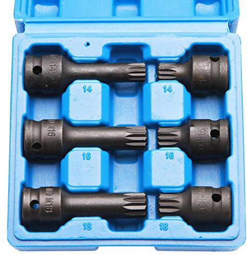 otgerlensker products 6 tlg. Schlagschrauber Stecknüsse M14 - M16 - M18 mit 1/2 Antrieb Innenvielzahn