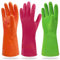 Kitchen Rubber Cleaning Gloves with Lining Household Thickening PU Waterproof Kitchen Dishwashing Latex Glove Large 1 Pairs