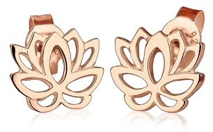 Elli Ohrringe Damen Lotusblumen Motiv Verspielt in 925 Sterling Silber rosé vergoldet