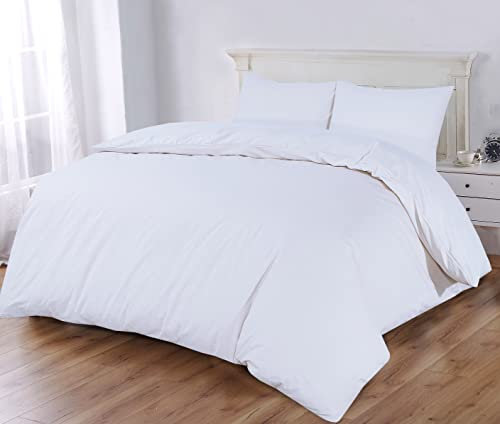 Sapphire Collection 100% Egyptian Cotton 300 Thread Count Duvet Cover With Pillow Case Bedding Set (Super King, White)