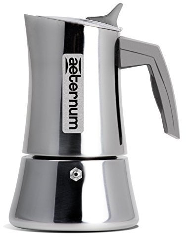 Aeternum Divina - Cafetière en acier, 2 tasses, poignée anti-brûlure, couleur argent