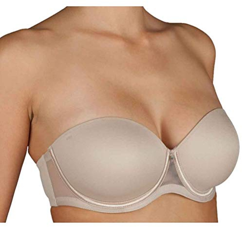 Selene, Sujetador de Mujer sin Tirantes, con Copas Preformadas, Aros y Transparencias, Tirantes Extraíbles, Colección Esmeralda