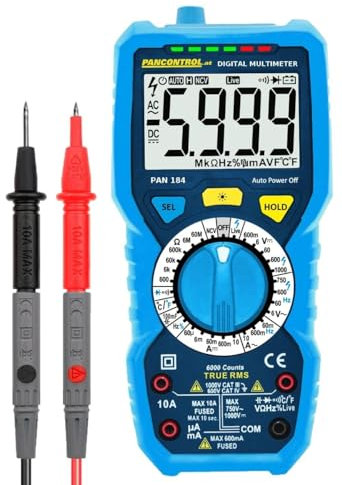 Pancontrol PAN184 Digital-Multimeter 1000V CAT III True RMS mit kontaktlosem Spannungsprüfer | Strommessgerät, Frequenzmessung, Temperaturmessung