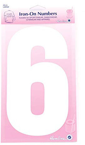 Iron-On Number 6 White Large