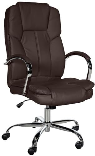 CLP Ergonomischer Bürostuhl Big Xanthos I XXL Komfort Mit Wippfunktion Und Armlehnen I Verstellbar Mit Kunstleder-Bezug, Belastbar bis 210 kg, Farbe:braun
