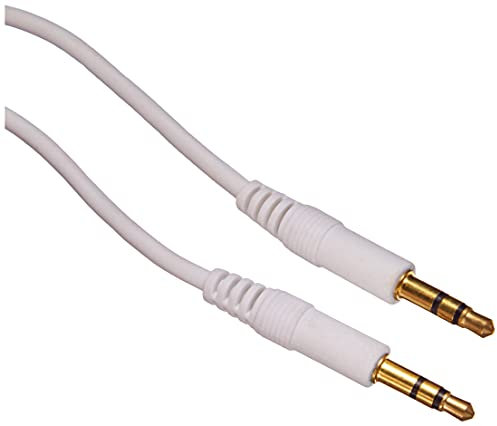 adaptare 10023 Stereo-Aux-Kabel 2-mal 3,5-mm-Stecker Klinke vergoldet Ultraslim-Design, 0,30m, weiß