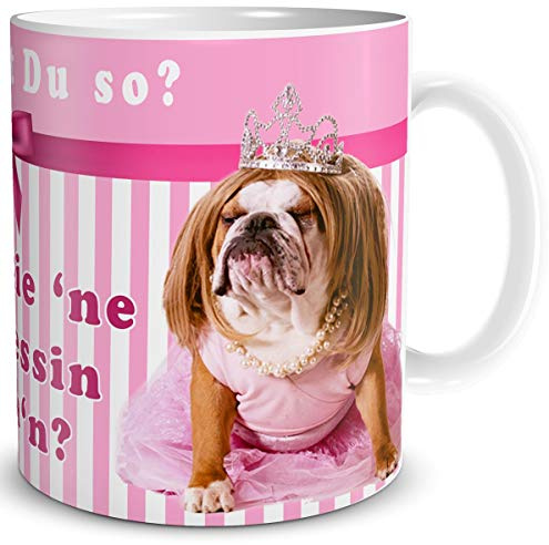 TRIOSK Tasse Hund lustig mit Spruch Prinzessin Mops Hundemotiv Geschenk für Hundeliebhaber Frauen Mädchen Freundin Rosa Pink, Keramik 300ml