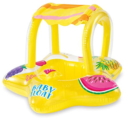 Intex 56573EP Outdoor Swimming Pool Inflatable Comfortable Shaded Canopy Starfish Lounger Baby Toddler Float Safety Raft, Yellow
