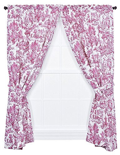 Ellis Curtain Victoria Park Toile Vorhänge, maßgeschneidertes Paneel-Paar mit Raffhaltern, 173 x 160 cm, Rot
