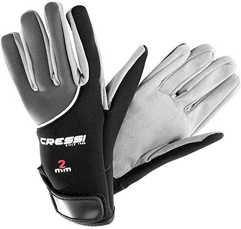 Cressi Unisex Erwachsene Tropical Gloves Handschuhe für Wassersport in Amara und Neopren 2 mm, Schwarz/Grau, XL