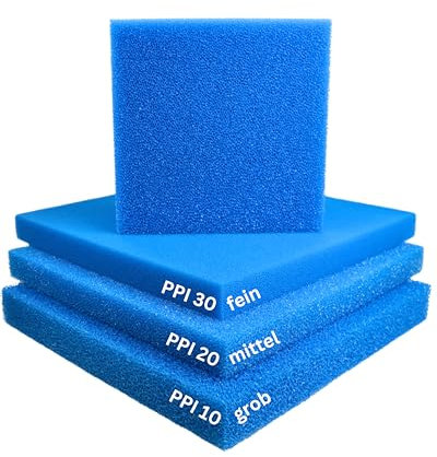 saarschaum • Filtermaterial für Aquarium & Teichfilter • Filterschwamm für gesunde Fische & Pflanzen • Filtermatten • Filterschaum • PPI30 (fein) • 50x50x3 cm