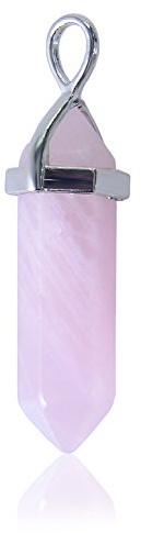 Aituo Gorgeous Quartz Crystal Healing Stones Point Chakra Cut Gemstone atural White Crystal+Amethyst+Rose Quarts Healing Point Chakra Pendants for Necklace Jewelry Making (Rose Quartz)