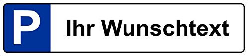 Parkplatzschild 52x11cm stabile 3mm Aluverbundplatte - beliebige Zeichenlänge - Schild Parkplatz Nummernschild Kennzeichen länglich – Wunschtext – S19a