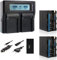 2X Blumax Akku NP-F970 / NP-F960 LG Zellen 7850mAh + Doppelladegerät Dual Ladegerät | kompatibel mit Sony NP-F750 NP-F550 NP-F990 für Blitzgeräte Videoleuchten Fieldmonitore