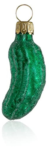 Glas Weihnachtsgurke klein grün gefrostet | aus der Glasbläserregion Lauscha | die Gurke für den Weihnachtsbaum als Baumschmuck | American Pickle, Christbaumgurke, Glasgurke Weihnachtsdeko 5,5 cm