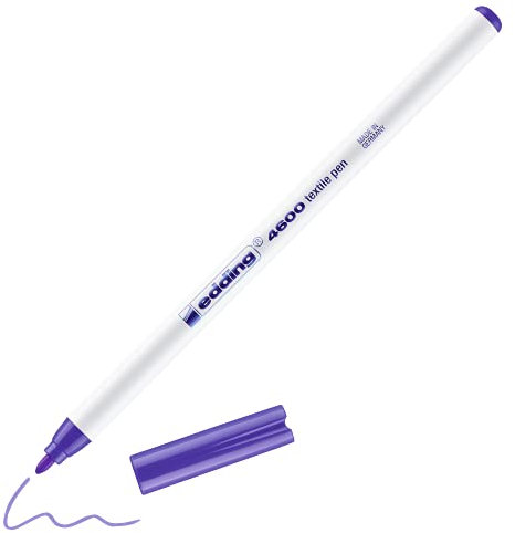 edding 4600 Textilstift - neon-violett - 1 Stift - Rundspitze 1 mm - Textilstifte waschmaschinenfest (60 °C) zum Stoff bemalen - Stoffmalstift