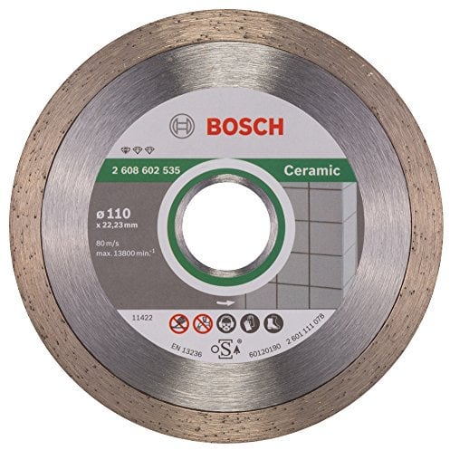 Bosch Professional 1x Disco Diamantato Standard for Ceramic, per Pietra, Piastrelle, Ceramica, Ø 110 x 22,23 x 1,6 x 7,5 mm, Accessori per Smeriglatrici Angolari