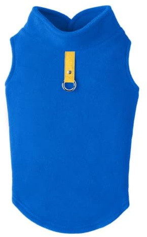 Gooby Every Day Fleece Cold Weather Vest for Small Dogs, Large, Deep Blue | Soft warm fleece; Pullover, easy on/off (no zippers); O-ring leash attachment; Machine washable