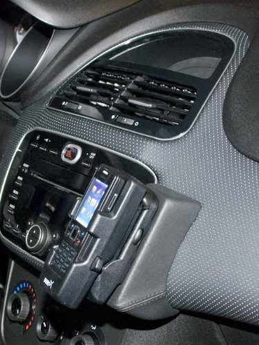 KUDA Handyhalterung passend für FIAT Punto EVO ab 11/2009 & FIAT Punto ab 2012 - Telefonkonsole für Smartphones, Handy, Navi und mehr - Kunstlederkonsole, schwarz, 078275