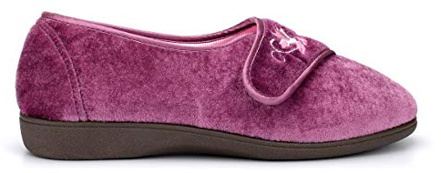 Sleepers Womens Touch Fastening Embroidered Machine Washable Memory Foam Slippers Heather 7 UK