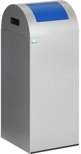 VAR | Selbstlöschender Wertstoffsammler | Volumen 60 l | HxBxT 800 x 320 x 320 mm | silber | Klappe blau