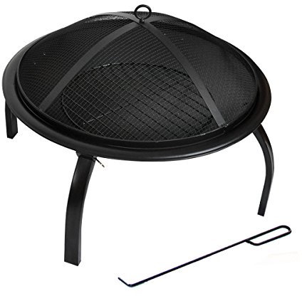 KCT Leisure Brasero rond avec couvercle - Pour extérieur/Jardin/Terrasse/Camping