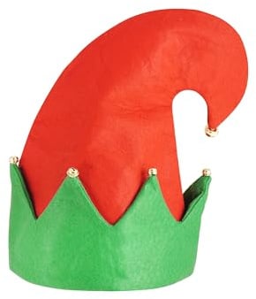 HENBRANDT Adult Elf Hat with Bells Red and Green Felt Elves Hat Christmas Novelty Gift Xmas Party Hats Jingle Bells Elf Fancy Dress Costume Accessories for Men and Women