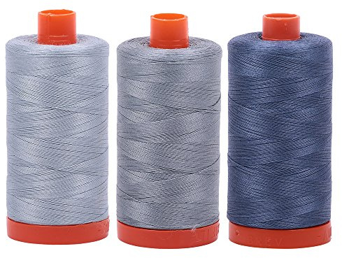 Bundle of Aurifil 50wt Egyptian Cotton Thread, Large 1422 Yard Spools, with and Without Aurifil Empty Thread Case 12 Spool Capacity (3 Spool Bundles, Nos. 1248 2610 2612)