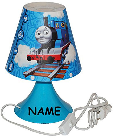alles-meine.de GmbH Nachttischlampe Thomas die Lokomotive - incl. Name - 29 cm hoch - Tischleuchte für Kinder Kinderzimmer - Jungen Eisenbahn Lok Zug - Tischlampe Lampe Stehlampe