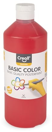Creall Basic Color Plakatfarbe Hell Rot, 500 ml, auswaschbare Posterfarbe, wasserbasierte Temperafarbe, matt trocknend, für Bastel- und Malprojekte