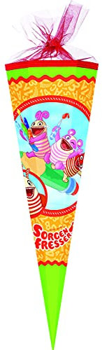 alles-meine.de GmbH Schultüte - Sorgenfresser - 70 cm - rund - Filzabschluß - Zuckertüte - mit/ohne Kunststoff Spitze - für Mädchen & Jungen - Glücksbringer - Sorgenfresser..