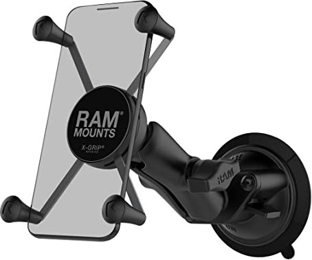 RAM Mounts X-Grip Large Phone Mount with RAM Twist-Lock Suction Cup Base RAM-B-166-UN10U with Medium Arm for Vehicle Windshields, Black